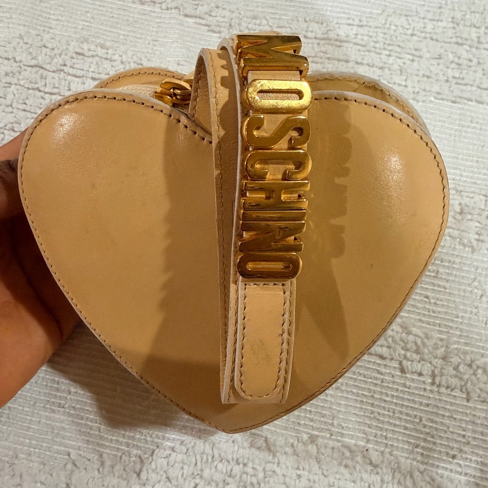 Moschino Leather Heart-Shaped wristlet bag